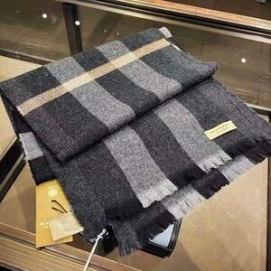Burberry Black and Gray Scarf